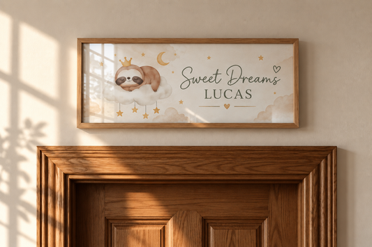 Personalised Sweet Dreams Sloth Nursery Name Sign 🦥