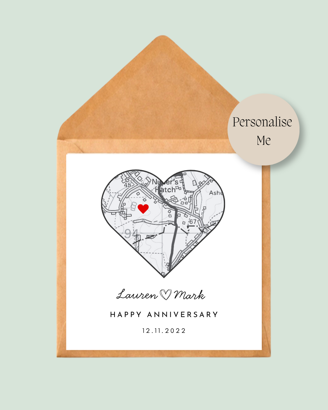 Personalised Love Map Card | Where We First Met