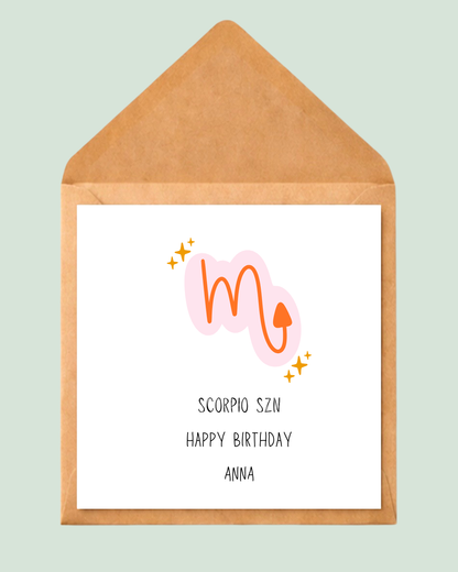Personalised Scorpio Szn Birthday Card