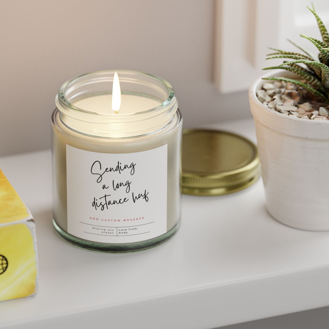 A long distance hug candle