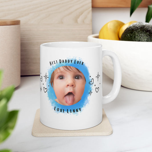 Best Daddy Ever Personalised Mug with Child’s Photo 💙💖