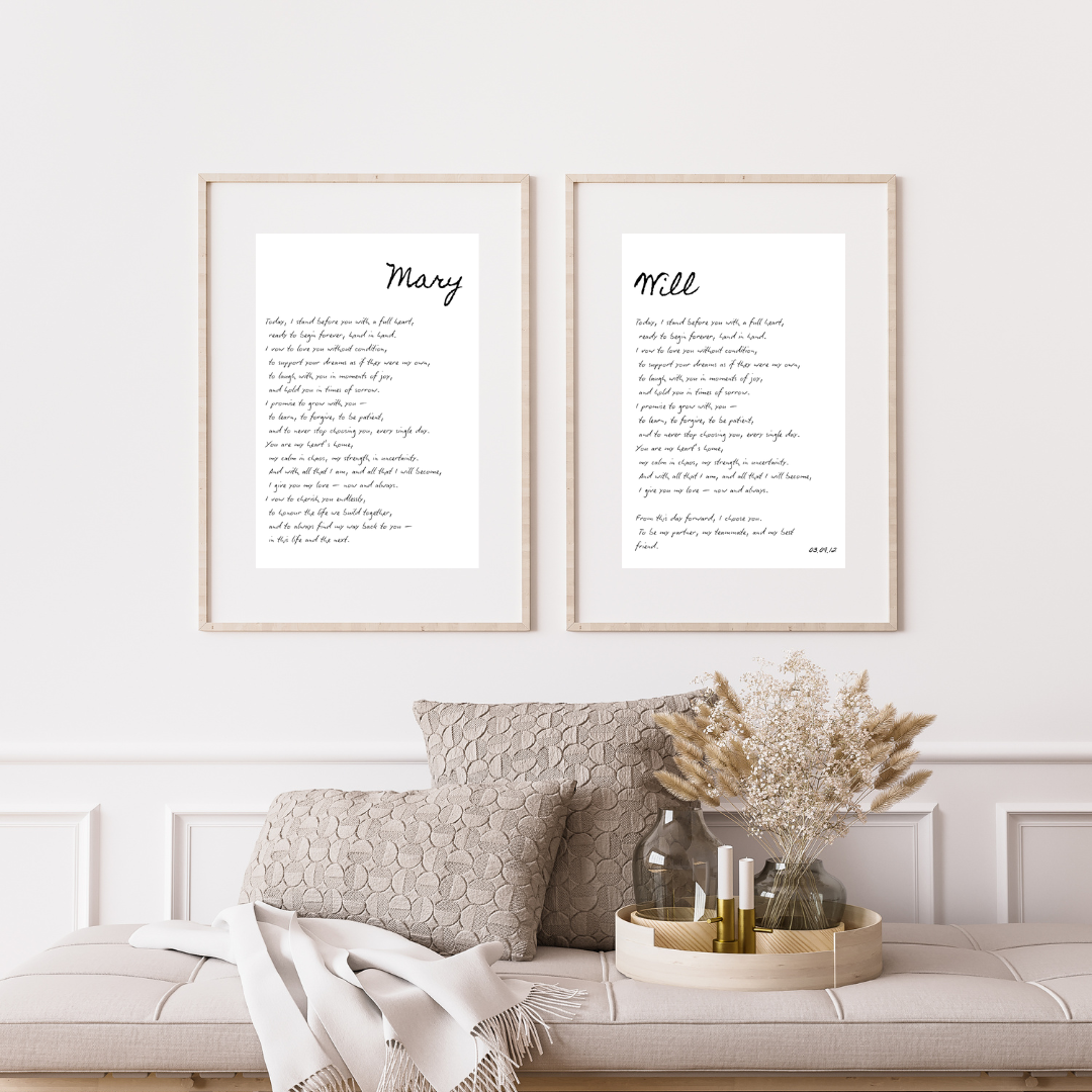 Couple wedding Vow Prints