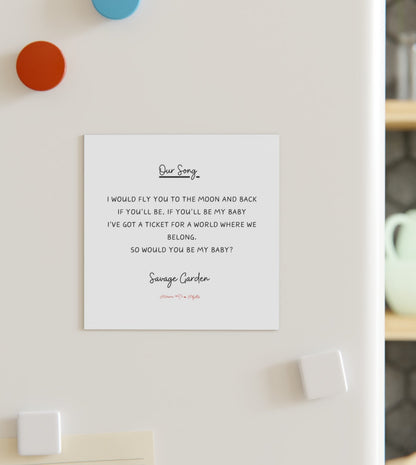 Personalised “Our Song” Lyric Magnet