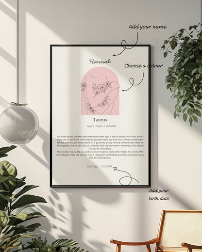 Personalised Taurus Zodiac Print