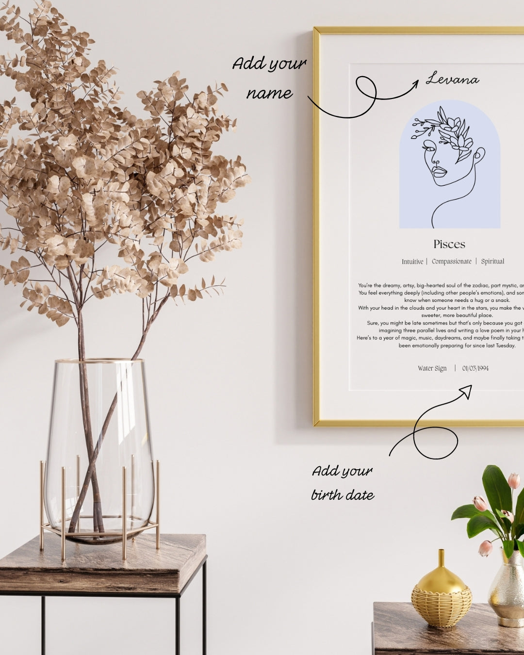 Personalised Pisces Zodiac Print