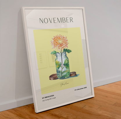 Colourful Personalised Birth Flower Print