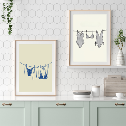 Minimalist Swimsuit Line Art Print | Summer Beach Wall Decor