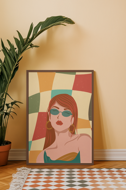 Retro Muse – Bold Vintage-Inspired Fashion Art Print