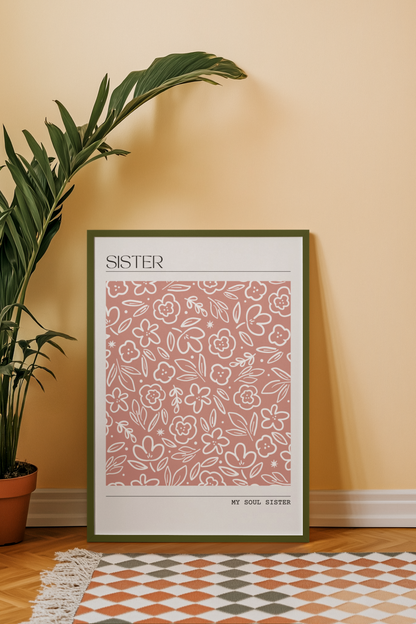 Sisterhood Blooms - Personalised Floral Tribute Art Print
