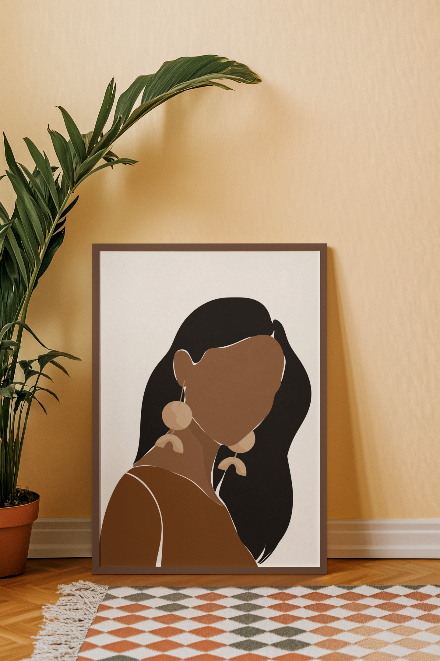 Earthy Elegance - Boho Abstract Woman Portrait Print