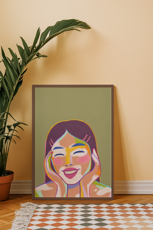 Radiant Joy – Colorful Abstract Portrait Art Print