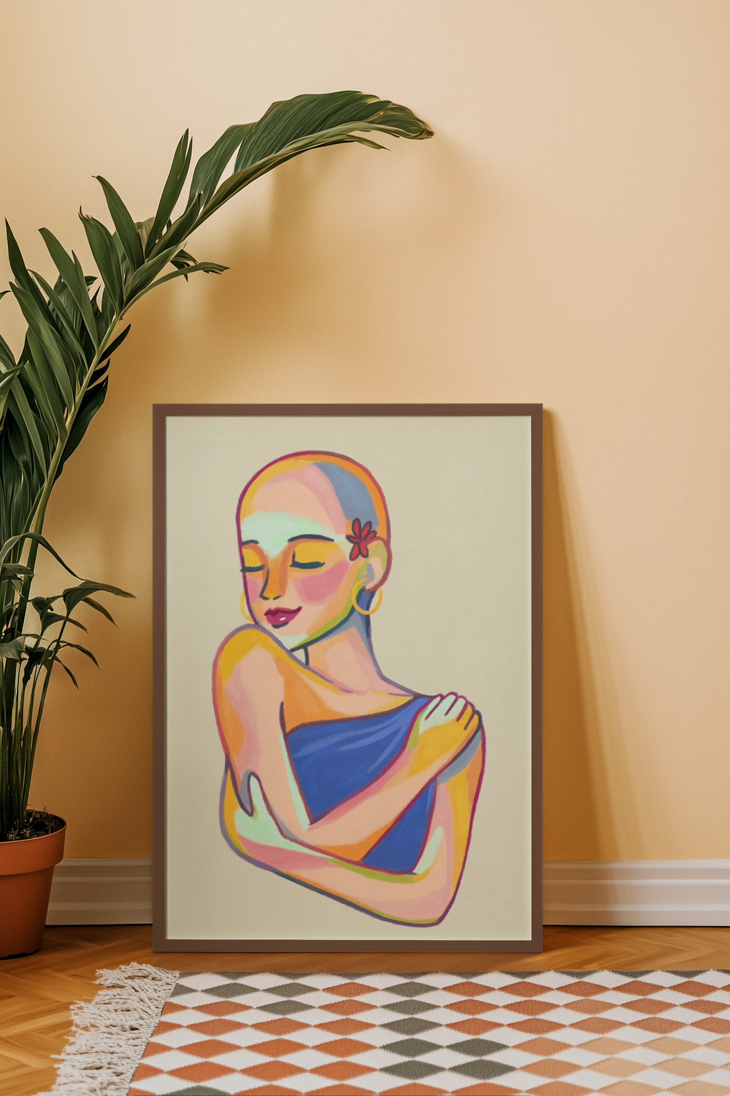 Self-Love Embrace - Abstract Woman Portrait Art Print