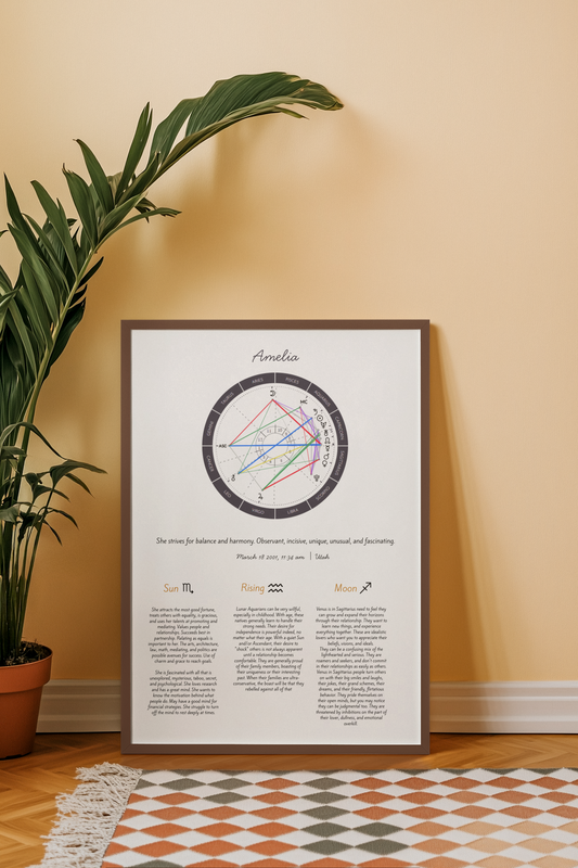 Personalized Birth Chart Print – Custom Astrology Wall Art  🌙