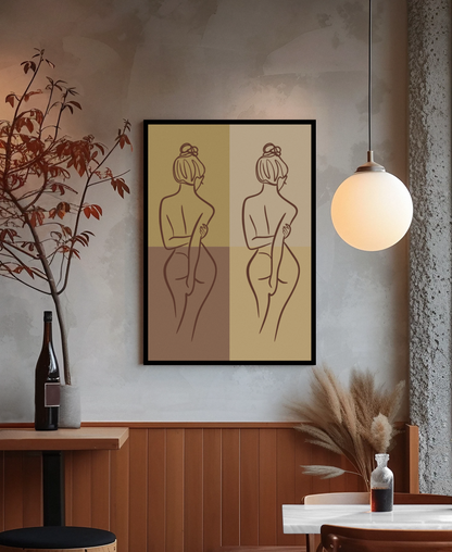 Brown Aesthetic Minimalist Line Art Print