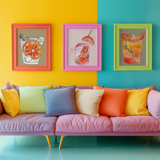 Vibrant Cocktail Art Prints | Drink Illustrations for Kitchen & Bar Decor