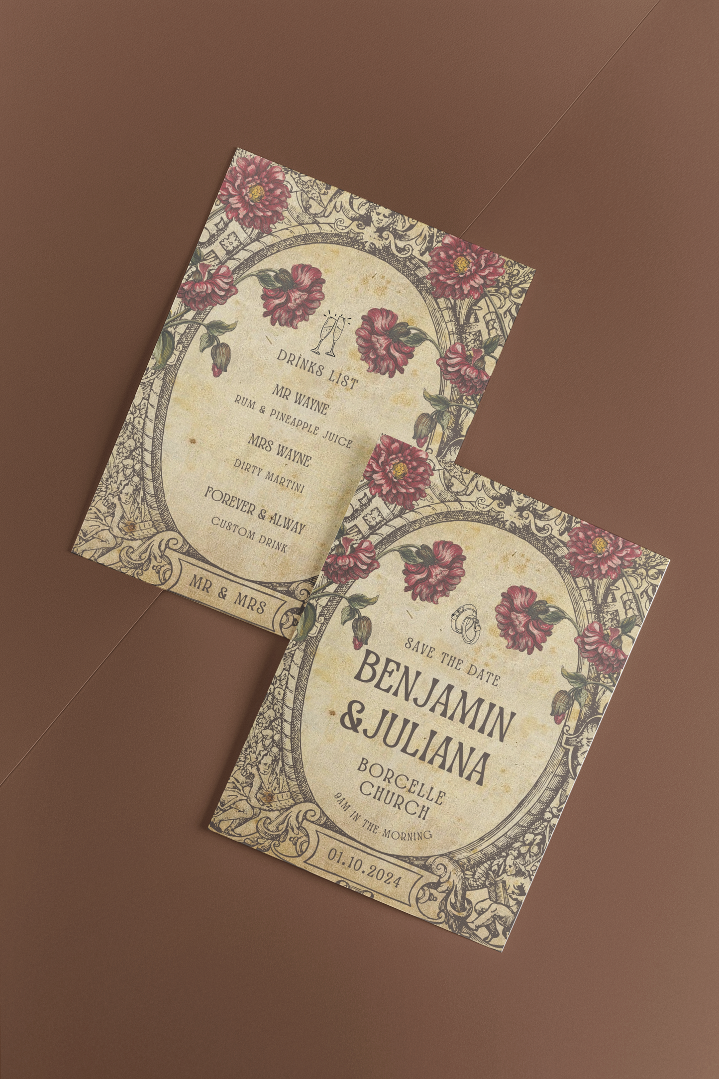 Gothic Wedding Invitation Bundle | Dark Elegant DIY Invite Set | Moody Vintage Invitation | Unique Wedding Invite |