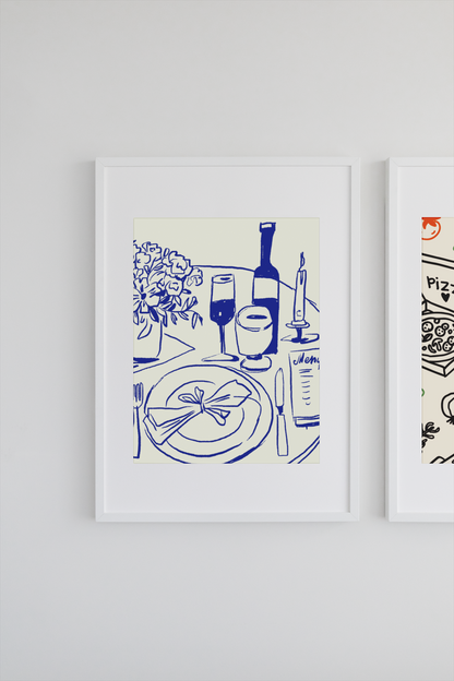 Illustrated Retro Dinner Party Print