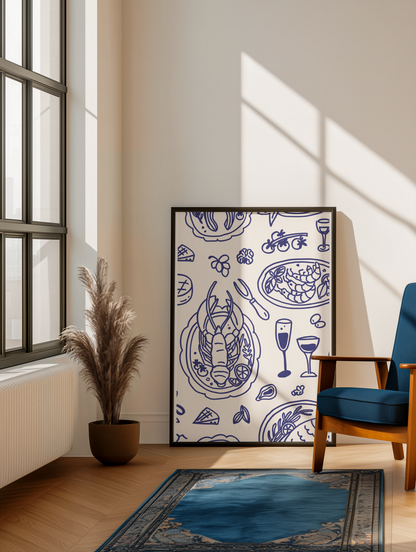 Seafood Kitchen Wall Art Print💙