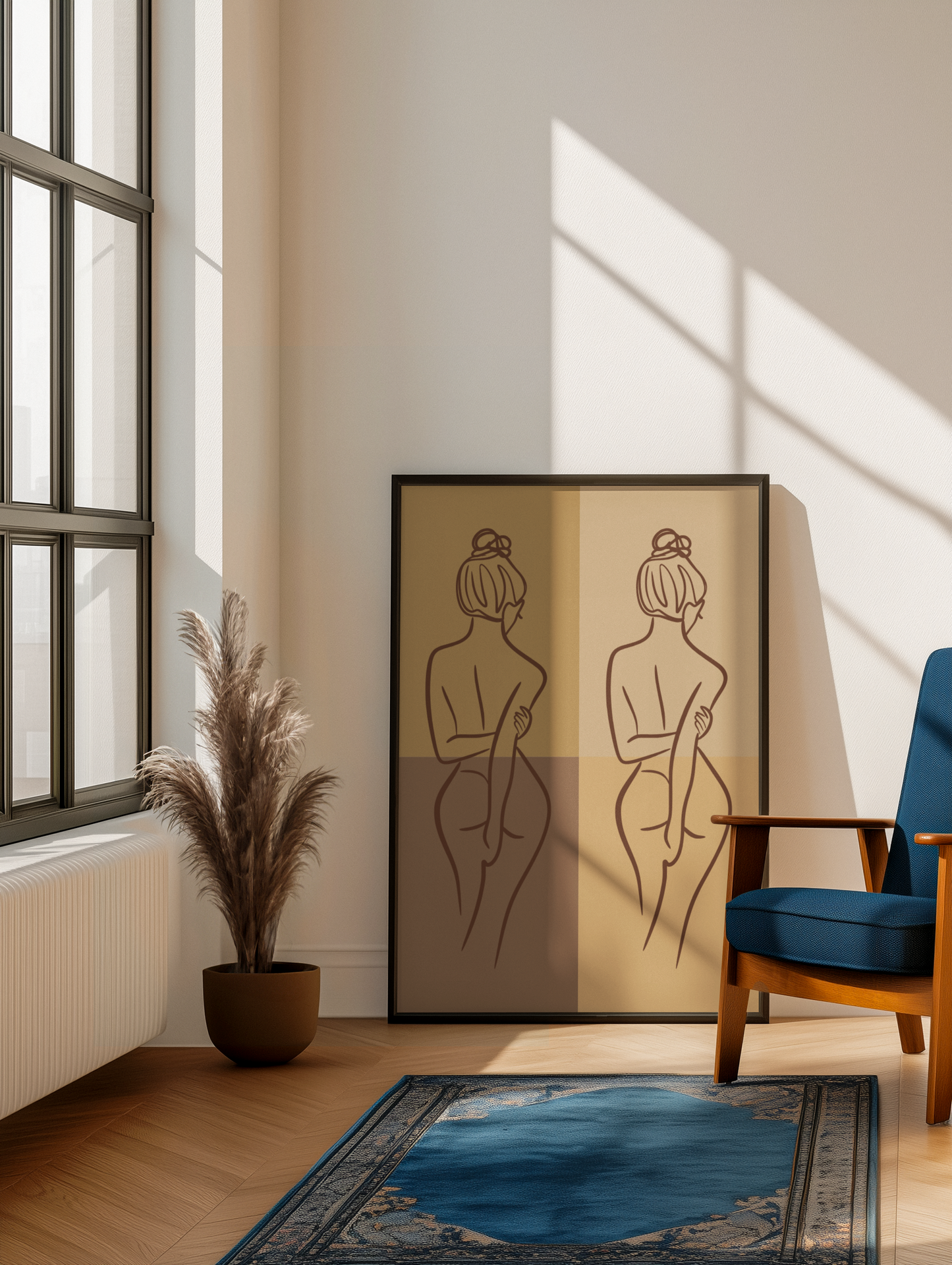 Brown Aesthetic Minimalist Line Art Print
