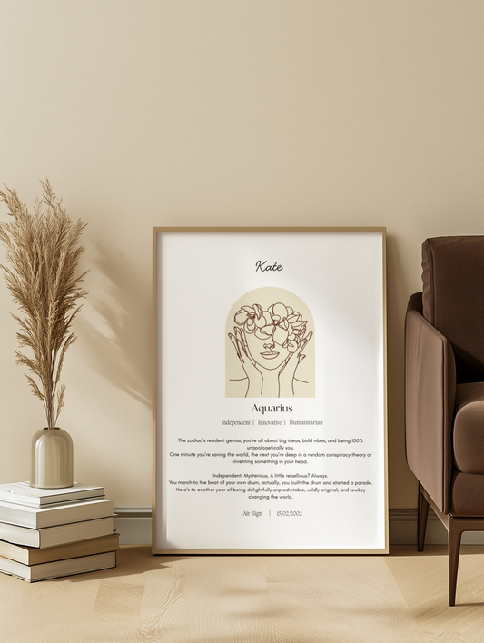 Personalised Aquarius Zodiac Print