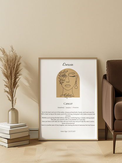 Personalised Cancer Zodiac Print