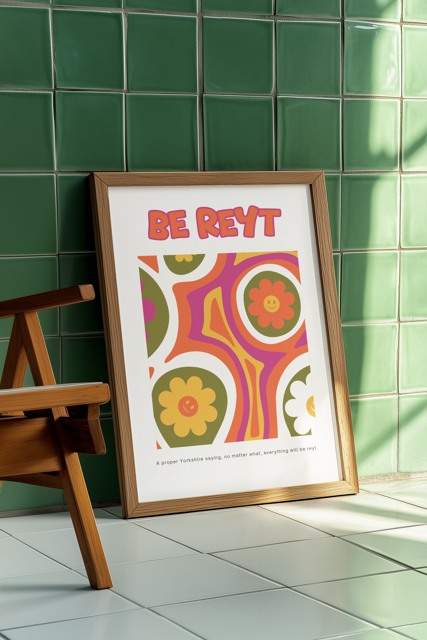 Colourful  Retro Be Reyt Print 🌸
