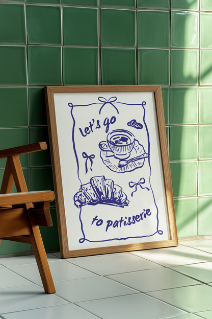 Patisserie French Cafe Art Print | Pastry Illustration | Bakery Wall Art | Foodie Gift