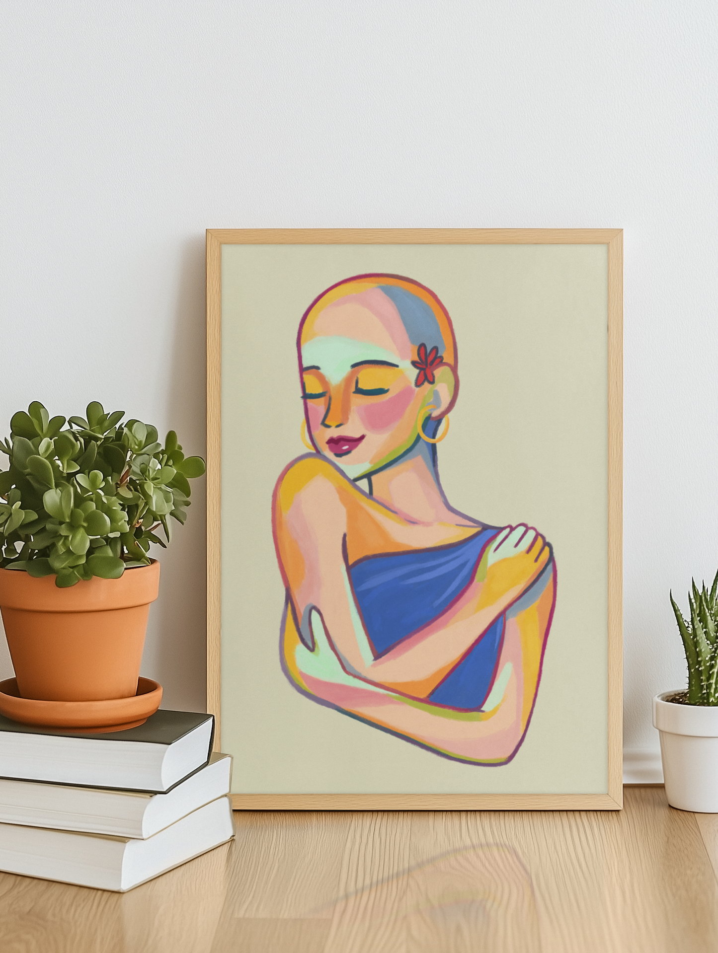 Self-Love Embrace - Abstract Woman Portrait Art Print