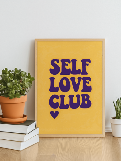 Self Love Club Wall Art – Retro Positive Affirmation Print