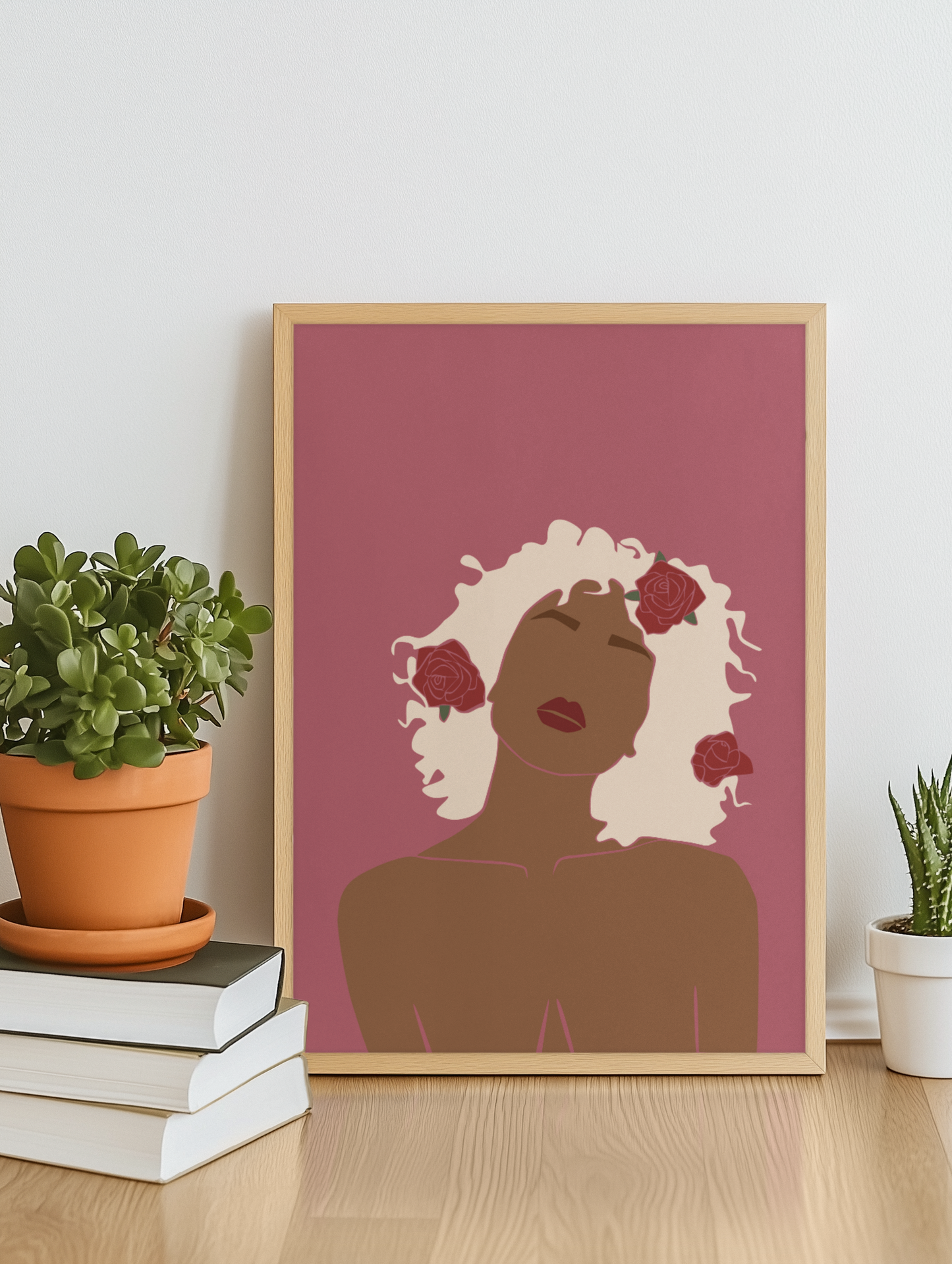 Divine Bloom – Minimalist Afro Feminine Silhouette Art Print