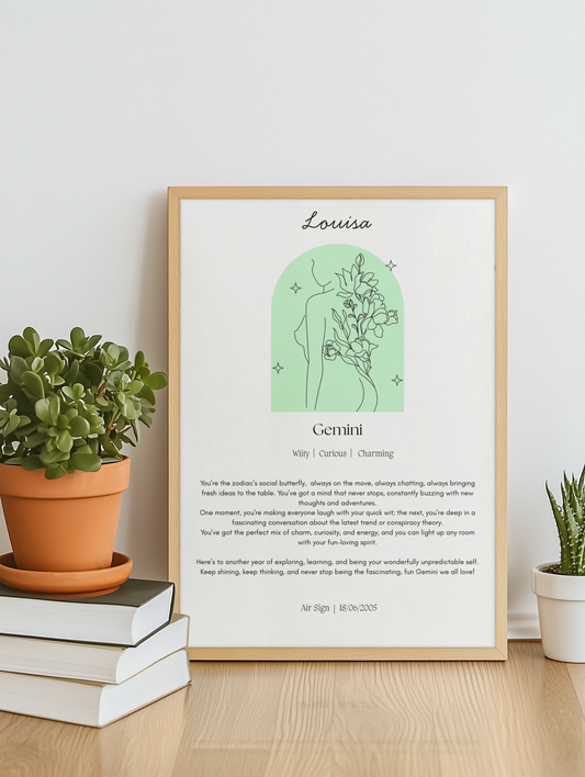 Personalised Gemini Zodiac Print