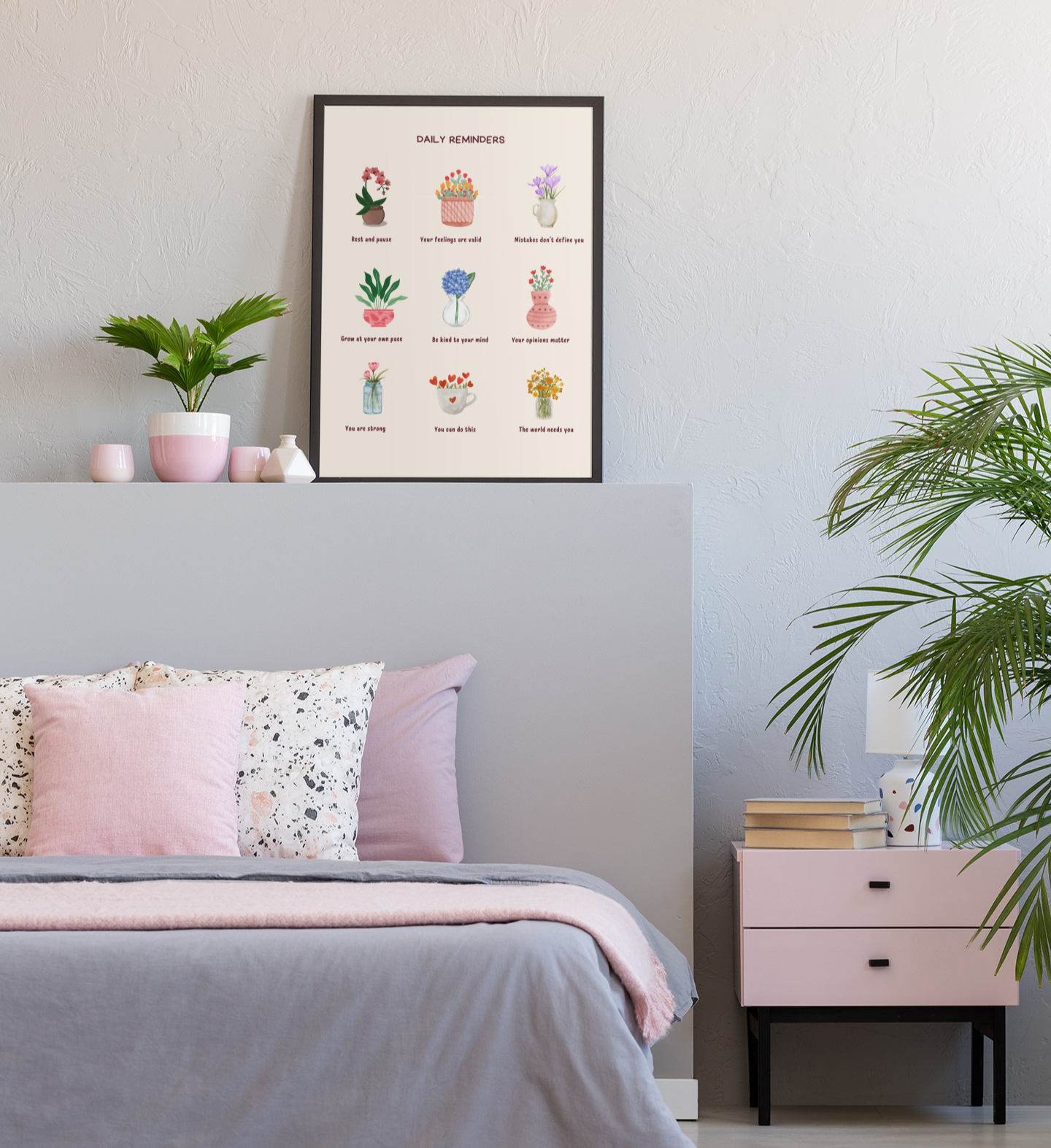 Floral Self Care Decor | Therapy Office Art