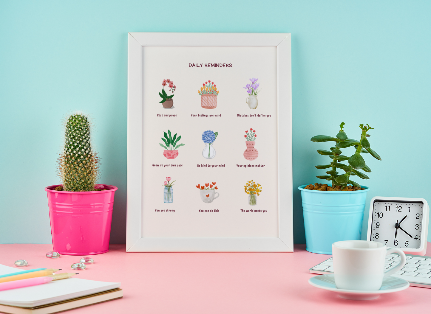 Floral Self Care Decor | Therapy Office Art