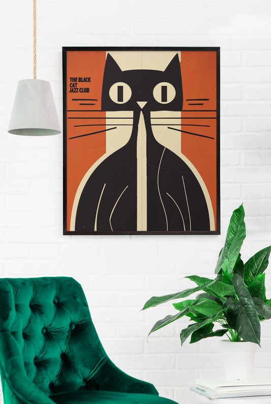 The Black Cat Jazz Club – Retro Art Print 🖤
