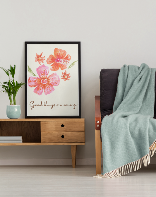 Positive Affirmation, Watercolor Floral Wall Art