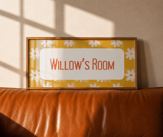 Custom Retro Daisy Children's Name Sign