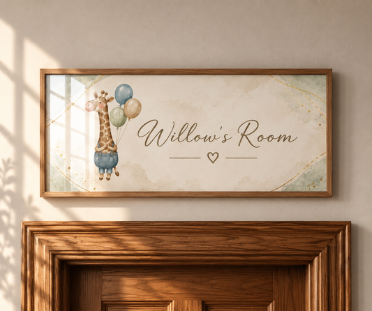 Personalised Luxury Giraffe Children’s Room Sign