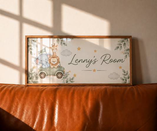 Little Safari – Personalised Nursery Name Sign.