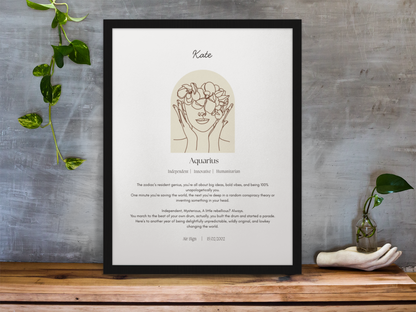 Personalised Aquarius Zodiac Print