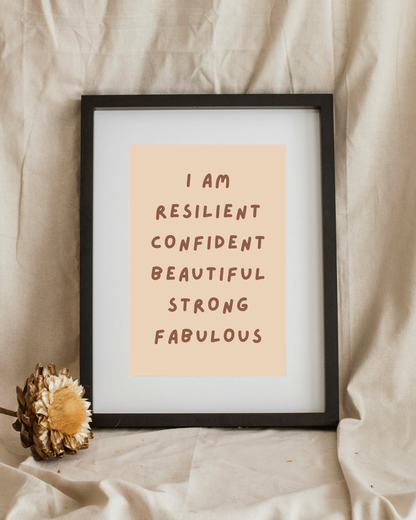Empowering Wall Art – I AM Resilient” Daily Affirmation Print