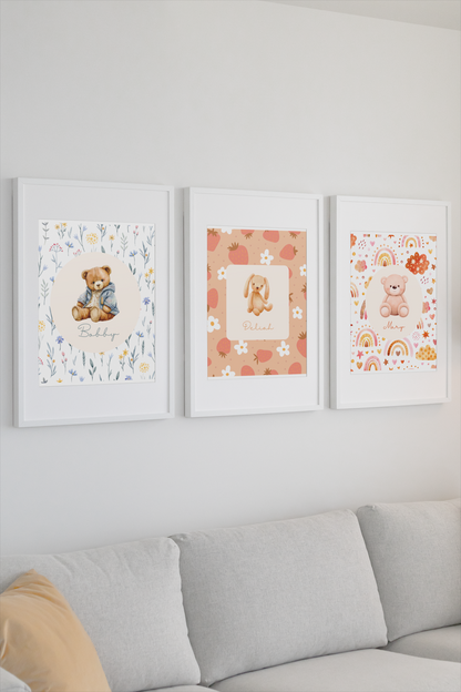 Personalised Children's Bunny Nursey Print ✨