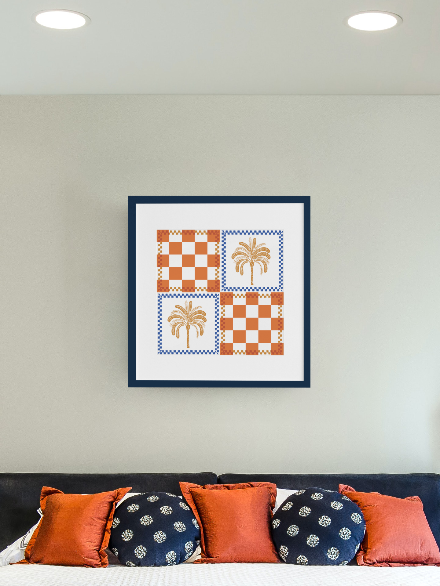 Boho Chic Checkered Palm Tree Art Print