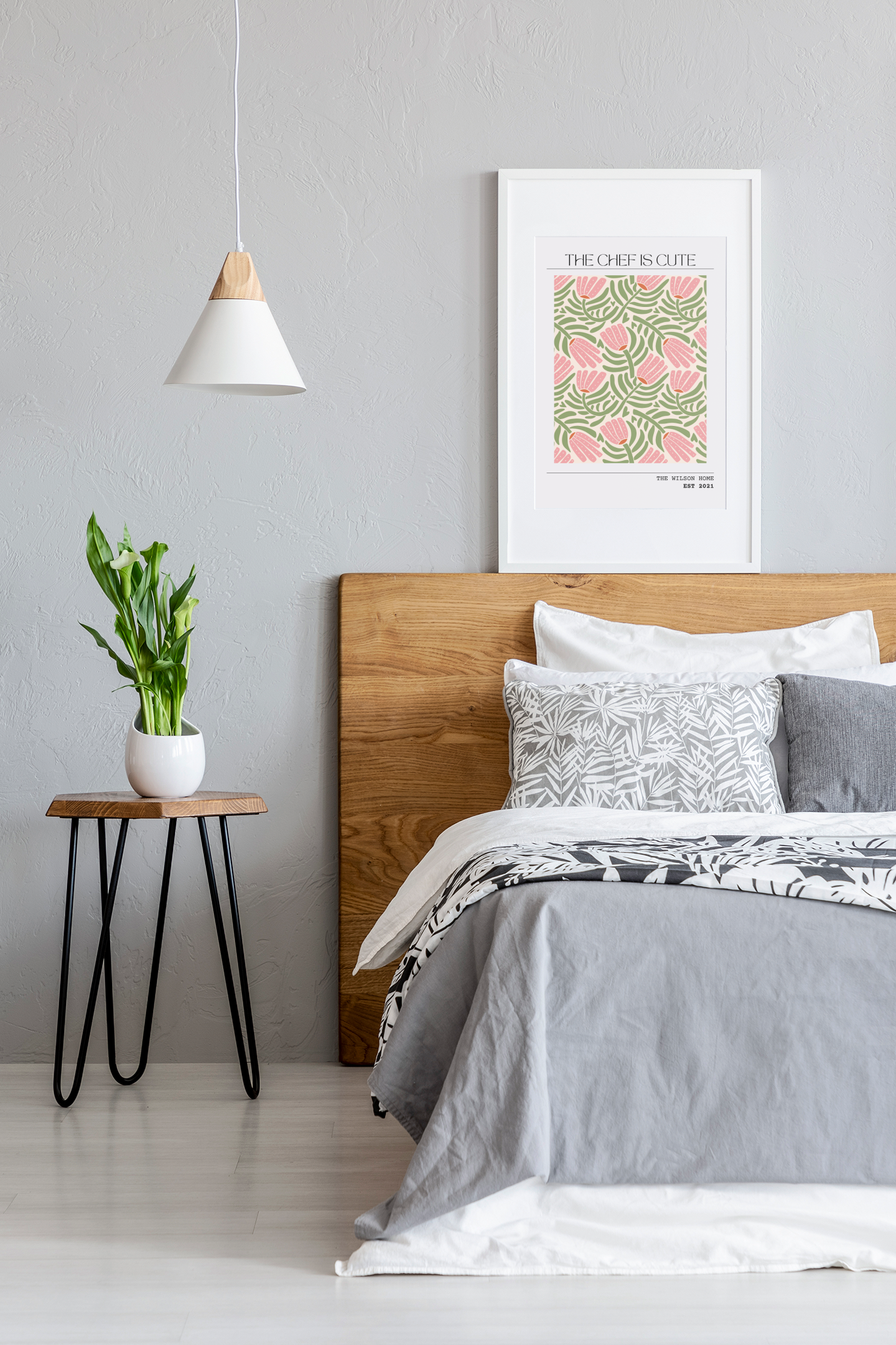 The Chef Is Cute - Personalised Kitchen Floral Art Print