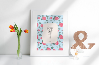 Personalised Birth Month Flower Prints | Botanical Line Art