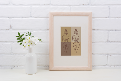 Brown Aesthetic Minimalist Line Art Print