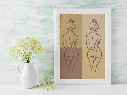 Brown Aesthetic Minimalist Line Art Print