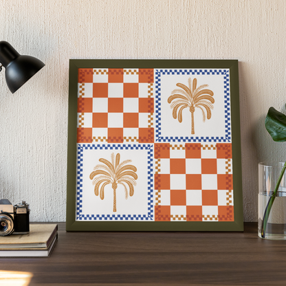 Boho Chic Checkered Palm Tree Art Print