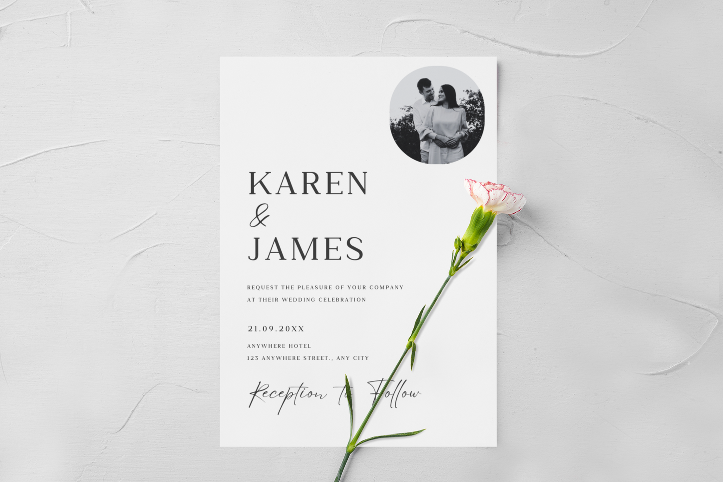 Personalized Photo Wedding Invitation I DIY Custom Wedding Invite with Photo I Minimalistic & Modern