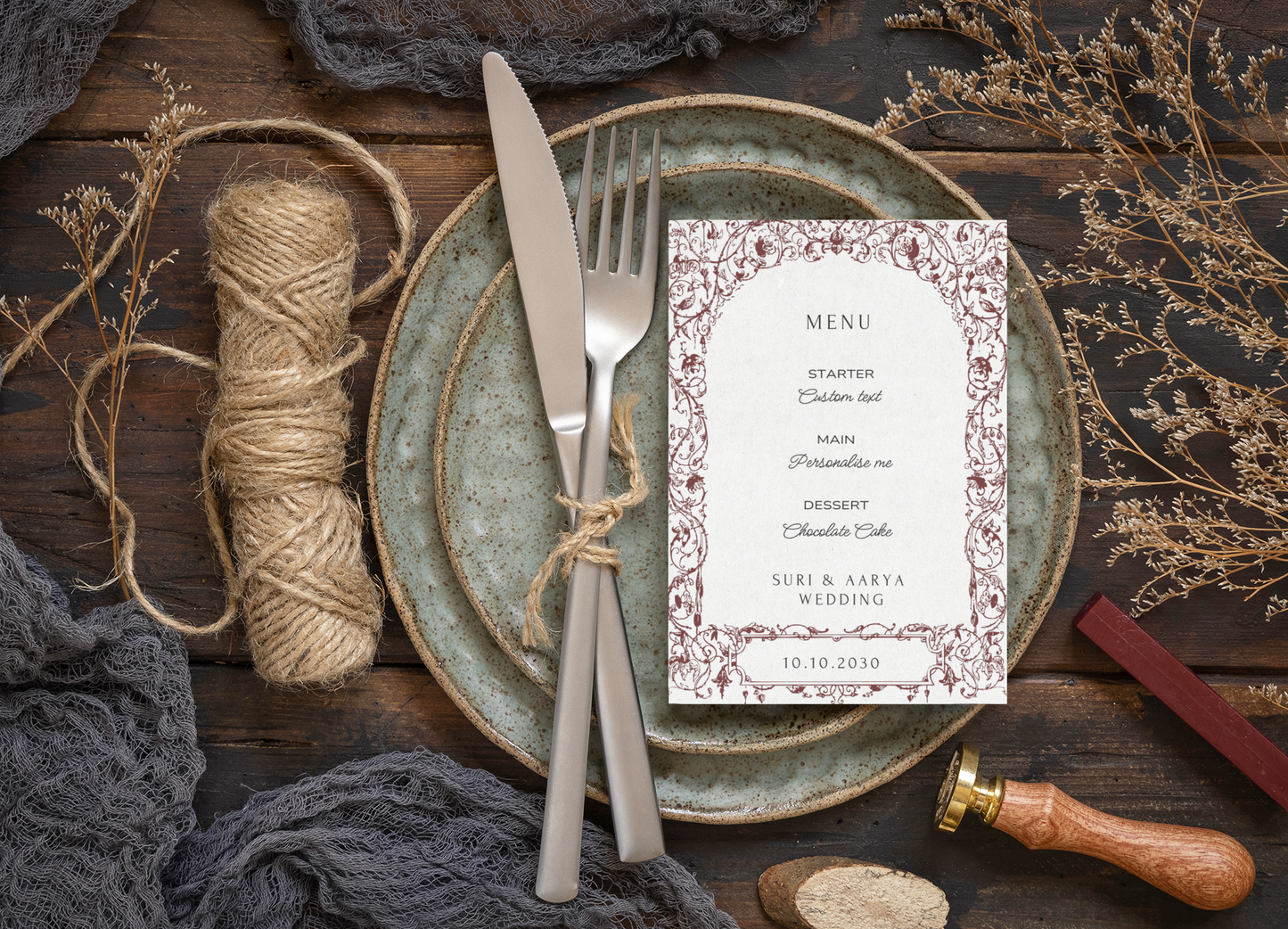 Personalized Rustic Wedding Bundle |  Drink List & Dinner Menu