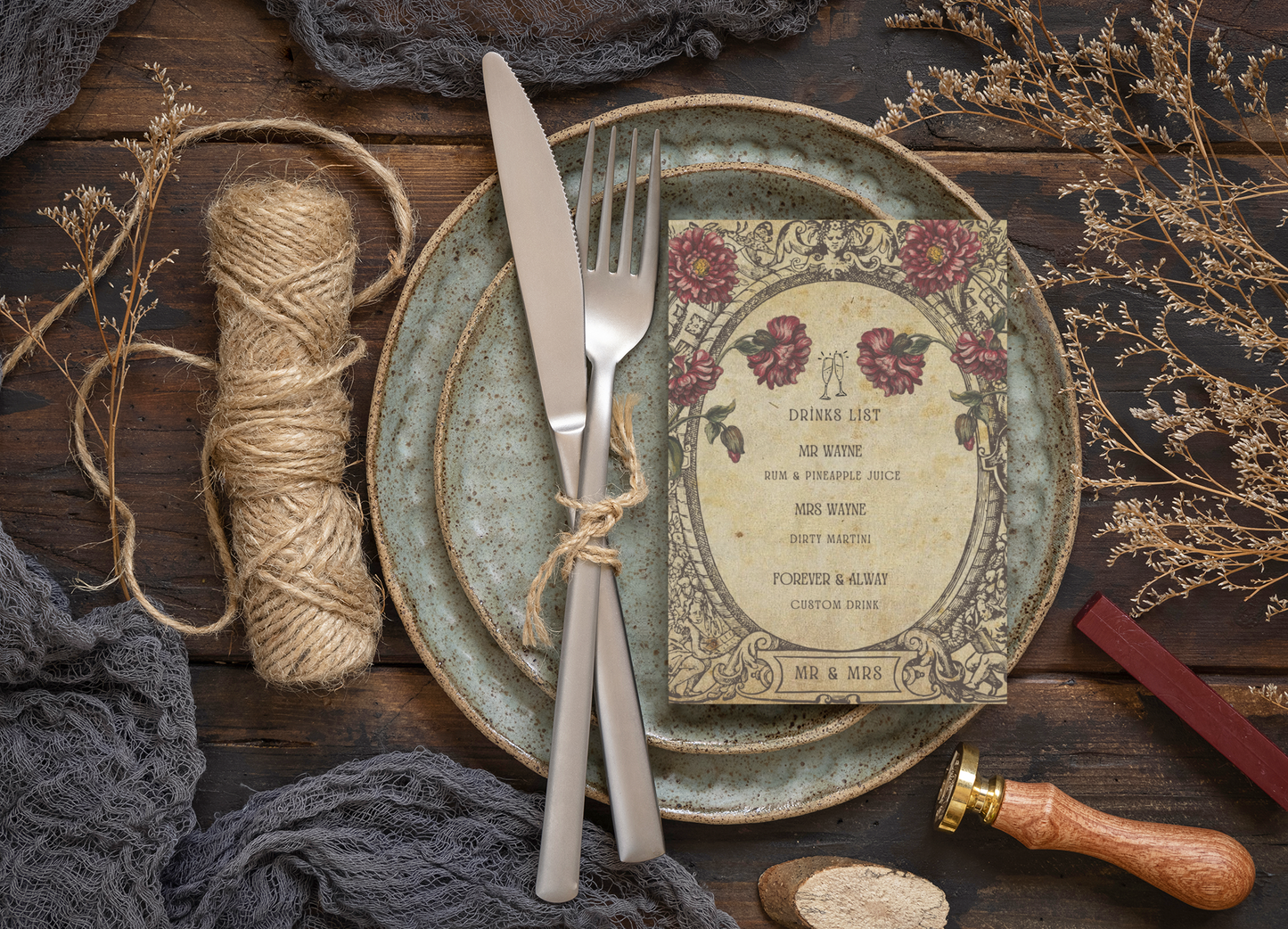 Gothic Wedding Invitation Bundle | Dark Elegant DIY Invite Set | Moody Vintage Invitation | Unique Wedding Invite |
